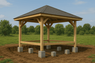 Трубчатые столбы для беседки 3×4 м